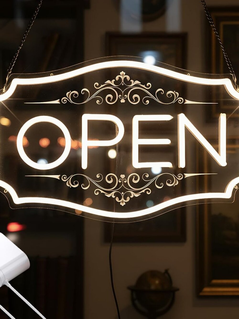 NEW Warm White LED Neon Open Sign 16.5 x 10.5 Dimmable Store Window Light